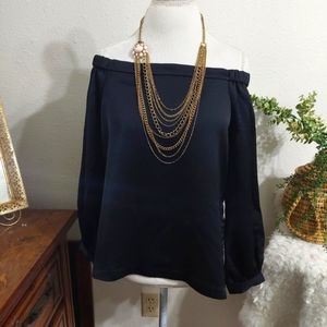 🤎5/$25🤎NWT Fate Black Off the Shoulder Long Sleeve Blouse